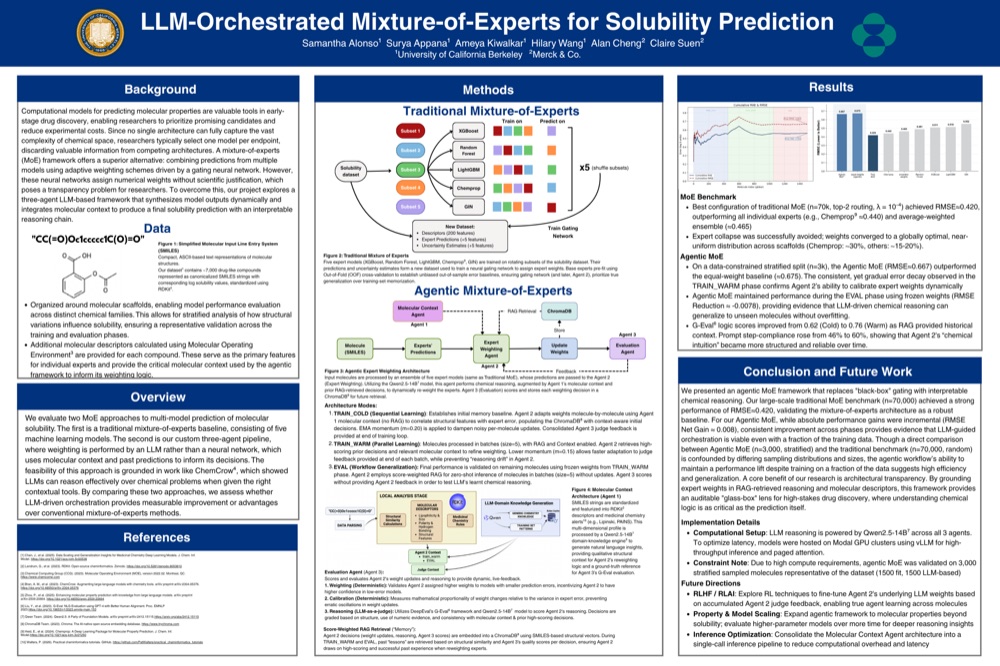 LLM-Orchestrated Mixture-of-Experts for Solubility Prediction: student poster from UC Berkeley's Data Science Discovery program